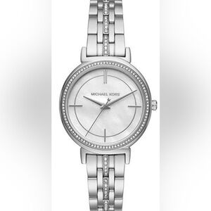MICHAEL KORS Cinthia Pavé Silver-Tone Watch